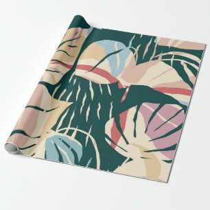 Artistisch naadloos patroon met abstracte bladeren cadeaupapier
