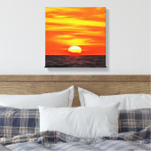 Artistisch Oranje Aegean Sunset Akyaka Canvas Afdruk (Insitu (Slaapkamer))