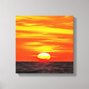 Artistisch Oranje Aegean Sunset Akyaka Canvas Afdruk