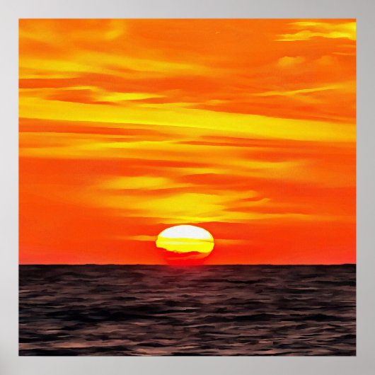 Artistisch Oranje Aegean Sunset Akyaka Poster (Voorkant)