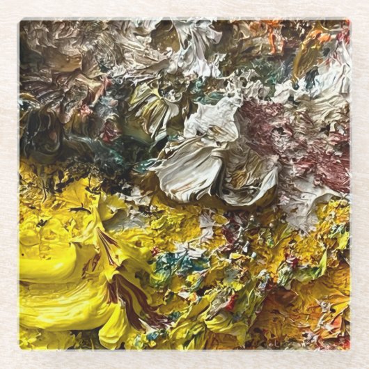 Artistisch palet #1 glazen onderzetter (Voorkant)