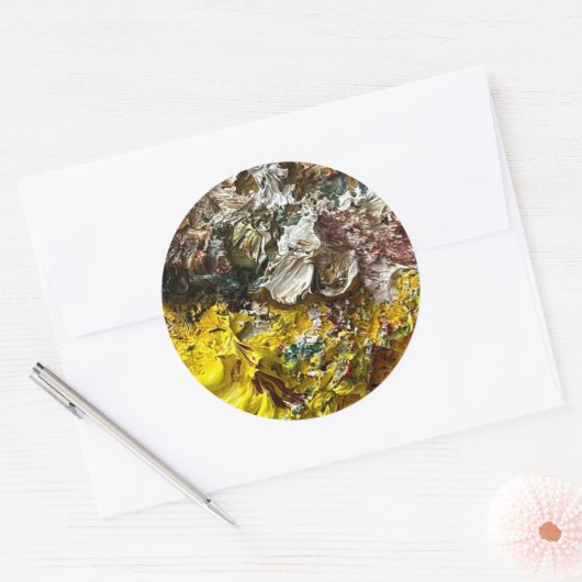 Artistisch palet #1 ronde sticker (Envelop)