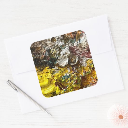 Artistisch palet #1 vierkante sticker (Envelop)