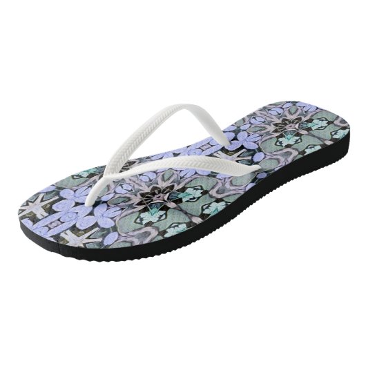 Artistisch pasteel groene piriwinkle Abstract patr Teenslippers (Schuin)
