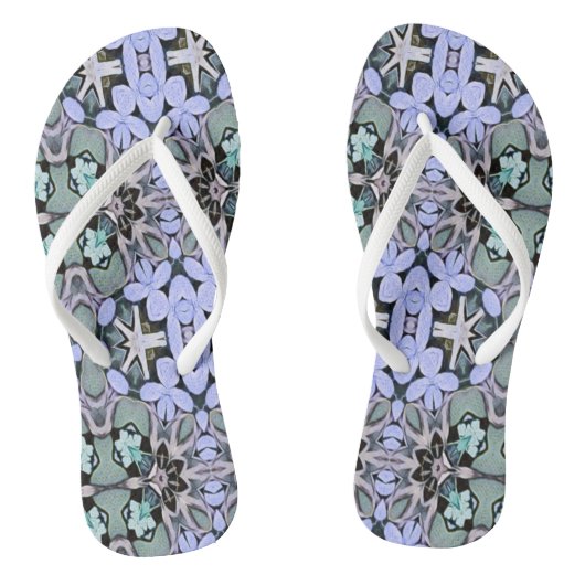 Artistisch pasteel groene piriwinkle Abstract patr Teenslippers (Voetbed)