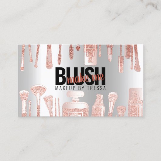 Artistisch Roos glitter met metaal Platinum Ice Visitekaartje (Voorkant)