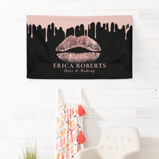 Artistisch Roos Gold Lips Moderne Driving Salon Spandoek (Insitu)