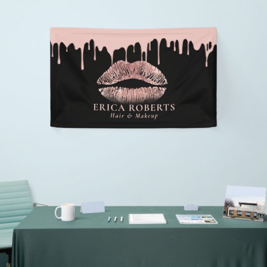 Artistisch Roos Gold Lips Moderne Driving Salon Spandoek (Beurs)