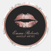 Artistisch Roos Gold Lips Moderne marmer Ronde Sticker (Voorkant)