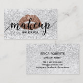 Artistisch Roos Gold Lips Moderne Silver Sequins Visitekaartje (Voorkant / Achterkant)