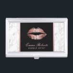 Artistisch Roos Gold Lips Moderne witte marmer Visitekaarthouder<br><div class="desc">Maak een artistiek Roos Gold Lips Moderne witte marmer Business Card Holder.</div>