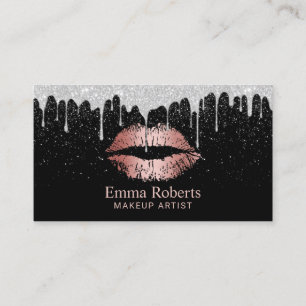 Artistisch Roos Gold Lips Silver Glitter Drives Visitekaartje
