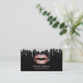 Artistisch Roos Gold Lips Silver Glitter Drives Visitekaartje (Staand voorkant)