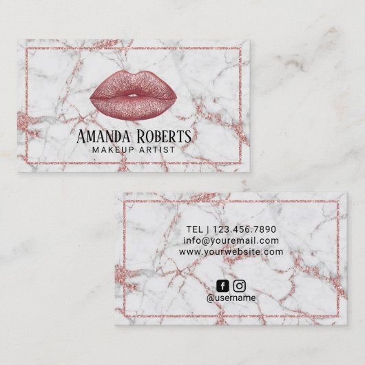 Artistisch Roos Goud Lips Moderne marmer Salon Visitekaartje (Voorkant / Achterkant)