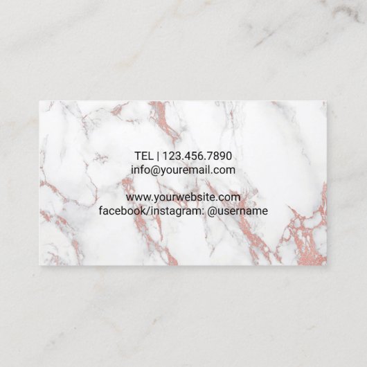 Artistisch Roos gouden lips charm moderne marmer Visitekaartje (Achterkant)