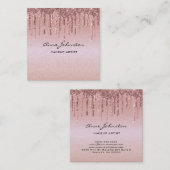 Artistisch Roos goudroze glitter steekt de wind ui Vierkante Visitekaartje (Voorkant / Achterkant)