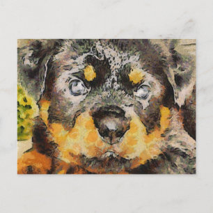 Artistisch rottweiler-papaverportret briefkaart