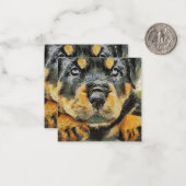 Artistisch rottweiler-papaverportret notitiekaartje (Voorkant / Achterkant in situ)