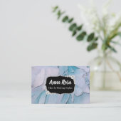 *~* Artistisch roze en blauw Bling Diamond Peony Visitekaartje (Staand voorkant)