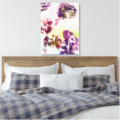 Artistisch roze Paarse flora met botanische verf Canvas Afdruk (Insitu (Slaapkamer))