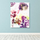 Artistisch roze Paarse flora met botanische verf Canvas Afdruk (Insitu (Houten vloer))