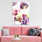 Artistisch roze Paarse flora met botanische verf Canvas Afdruk (Insitu (Woonkamer))