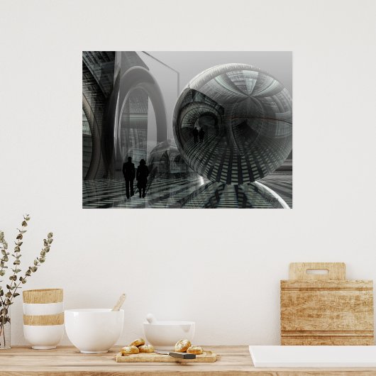 Artistisch sci-fi poster "Wandelend in een buitena (Keuken)