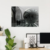 Artistisch sci-fi poster "Wandelend in een buitena (Thuiskantoor)