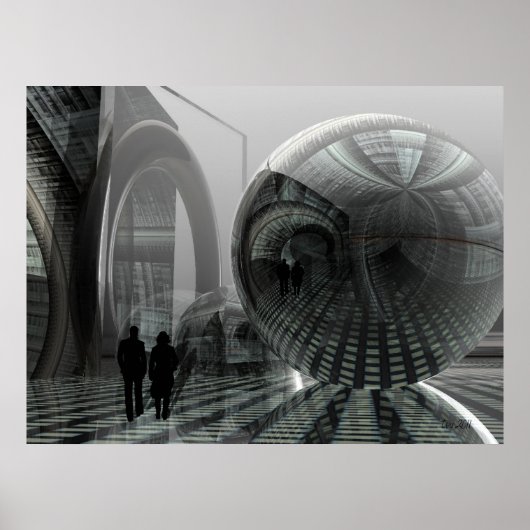 Artistisch sci-fi poster "Wandelend in een buitena (Voorkant)