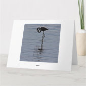 Artistisch silhouet van een solitaire Flamingo Bedankkaart (Achterkant)
