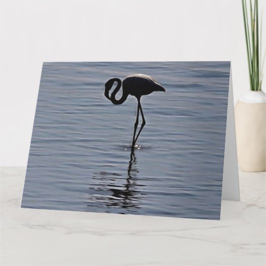 Artistisch silhouet van een solitaire Flamingo Bedankkaart (Voorkant)