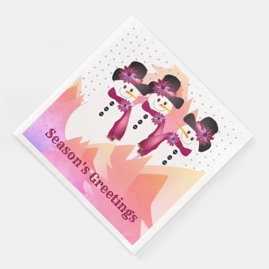 Artistisch Snowman met roze en Bourgogne Servet (Hoek)