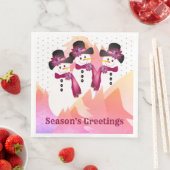 Artistisch Snowman met roze en Bourgogne Servet (Insitu)