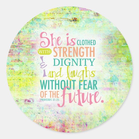 Artistisch spreekwoord 31:25 ronde sticker (Voorkant)