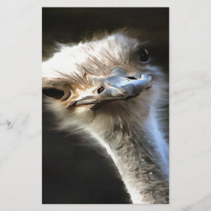 Artistisch struisvogelportret met fijne uitdrukkin briefpapier