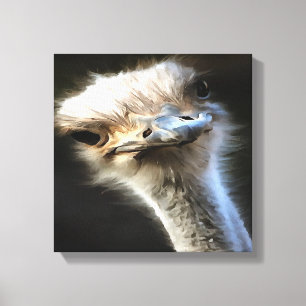Artistisch struisvogelportret met fijne uitdrukkin canvas afdruk