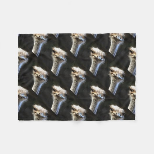 Artistisch struisvogelportret met fijne uitdrukkin fleece deken (Voorkant (Horizontaal))