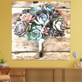 Artistisch Succulent Bouquet in pasteelschelpen Canvas Afdruk (Insitu (Woonkamer))