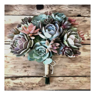 Artistisch Succulent Bouquet in pasteelschelpen Perfect Poster