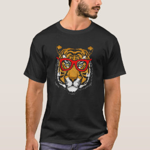 Artistisch tijgerhoofd en hipster Glasses Funny Gr T-shirt