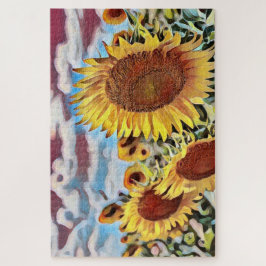 Artistisch veld van de digitale zonnebloemen legpuzzel