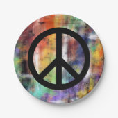 Artistisch vredesteken papieren bordje (Voorkant)