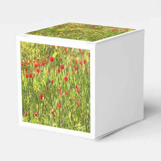 Artistisch weide Poppy Landschap Bedankdoosjes (Voorkant Zijde)