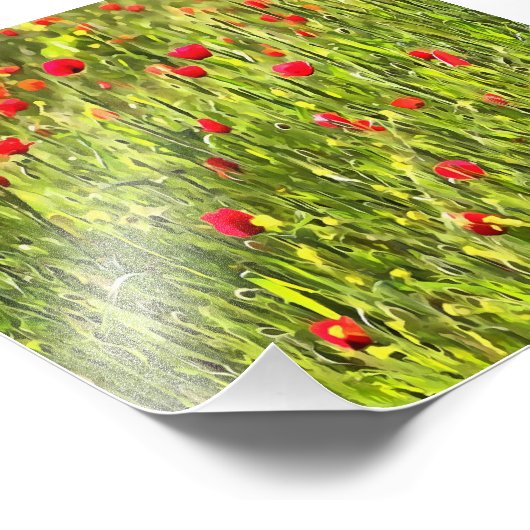 Artistisch weide Poppy Landschap Foto Afdruk (Hoek)