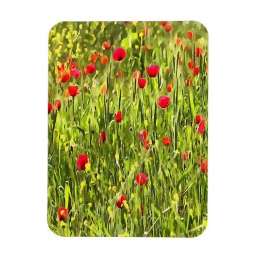 Artistisch weide Poppy Landschap Magneet (Verticaal)