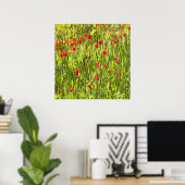 Artistisch weide Poppy Landschap Poster (Thuiskantoor)