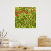 Artistisch weide Poppy Landschap Poster (Keuken)