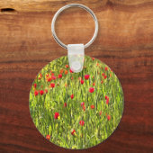 Artistisch weide Poppy Landschap Sleutelhanger (Voorkant)
