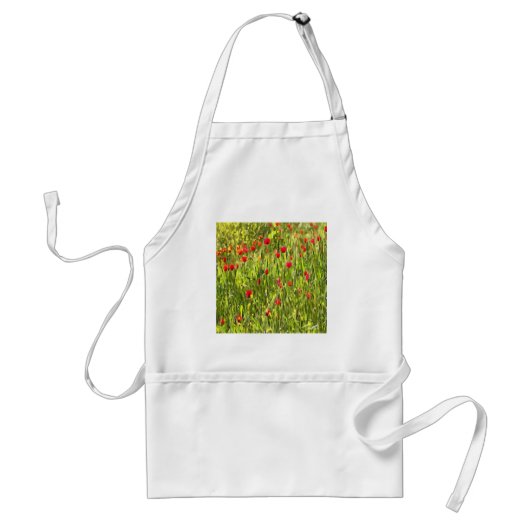 Artistisch weide Poppy Landschap Standaard Schort (Voorkant)