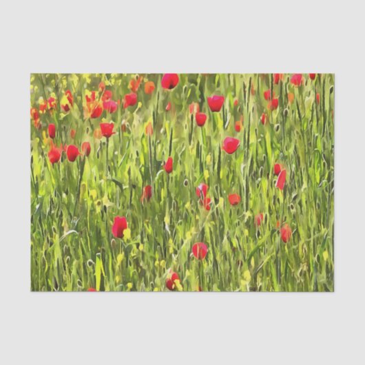 Artistisch weide Poppy Landschap Tissuepapier (Voorkant)